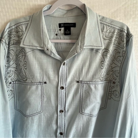 INC International Concepts Button Up Long Sleeve Shirt Light Blue Size XL - Picture 3 of 9